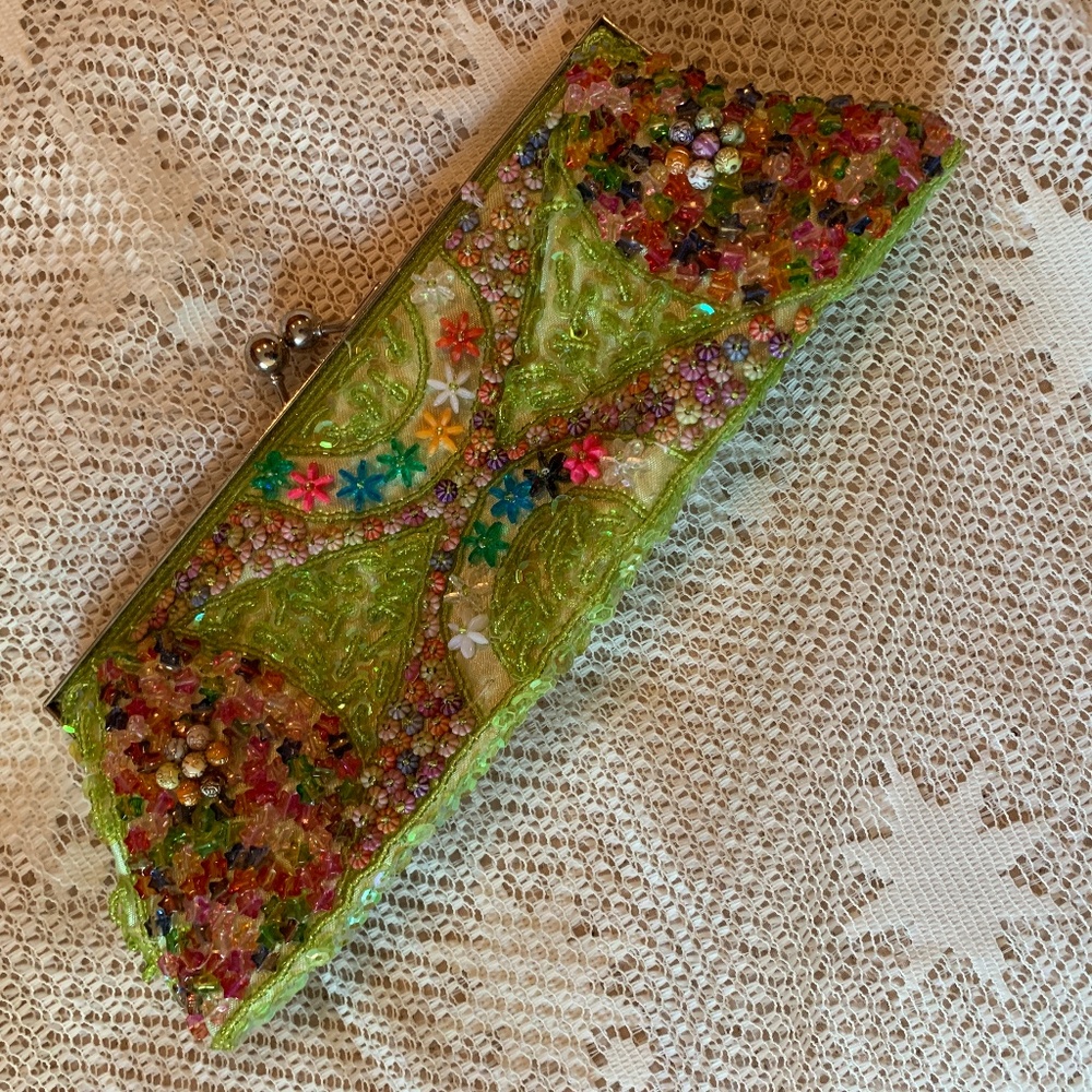 Beautiful green clutch with chain